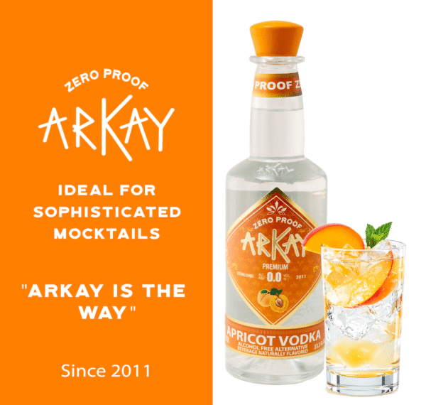 Copia-de-Infografiaapricot.png ArKay Apricot Vodka Zero Proof Spirits 33.3 FL OZ / 1 Liter